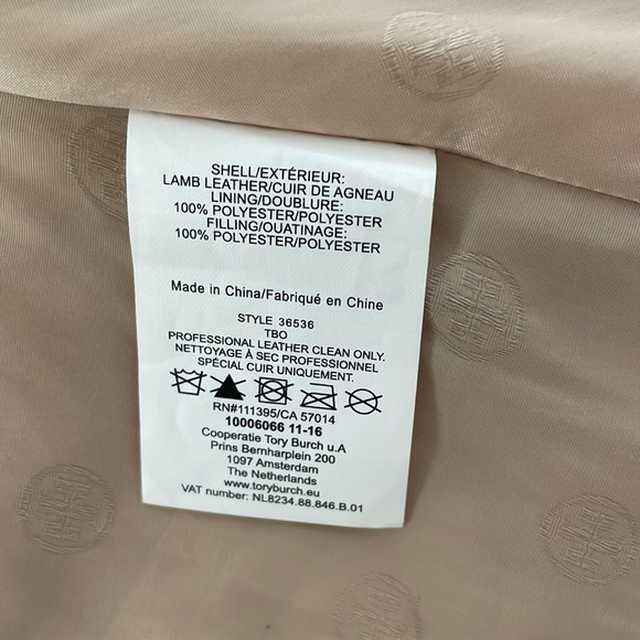 Tory Burch soft LAMB leather tan jacket w quilting - Picture 6 of 8